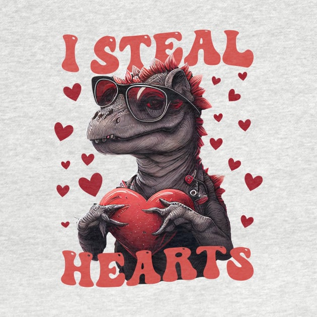 Heart Thief Dinosaur Valentine's Day by CHNSHIRT